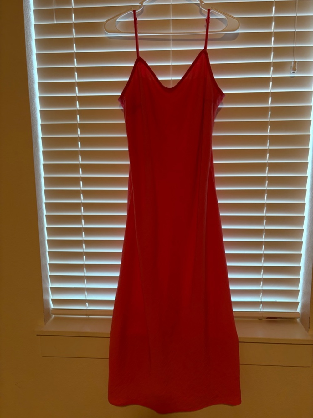 Pink Slip Midi Dress with Spaghetti Straps